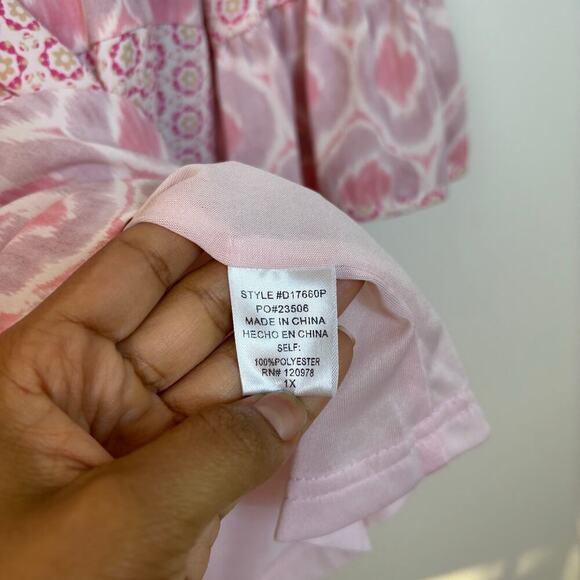 Entro Babydoll Dress Size XL Geometric Ikat Boho Flare Sleeves Flowy Resort NWT - Picture 10 of 13